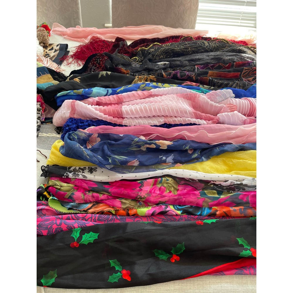 Assorted Womens Scarf Lot Pashmina Silk Velvet Burnout Floral Chiffon Bundle 43 - Picture 2 of 15